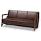 Baxton Studio Christa Mid-Century Fabric Upholstered Faux Leather and Wood Sofa-Dark Brown 191-11708-ZORO - alternate 2